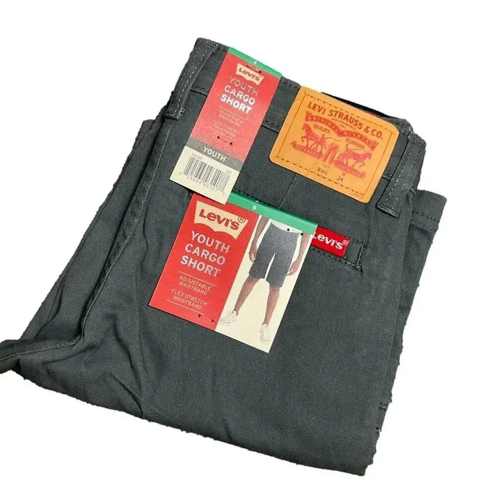Levi's Boy’s Shorts Cargo Straight Fit Adjustable Waist Gray Size 8 NWT - Picture 3 of 10